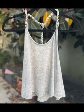 Boho Twisted-Strap Scoop Neck Tank Top - Light Gray